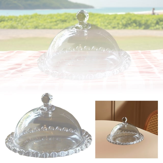 Clear Glass Cake Dome Display Stand With Lid and Base for Showcasing Desserts and Pastries