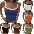 thumbnail image 4 of Fortune Women Slim Vest Color Block Tank Top Camisole Summer Basic Elastic Crop Top, 4 of 6