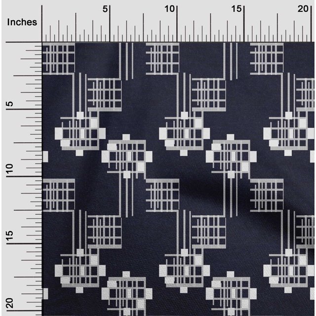 oneOone Polyester Lycra Fabric Geometric Kasuri Fabric Prints By Yard 56 Inch Wide
