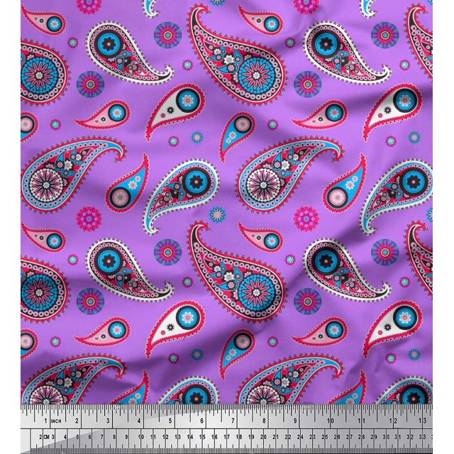 Soimoi Poly Georgette Fabric Artistic Paisley Print Fabric by Yard 52 Inch Wide