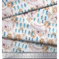 thumbnail image 2 of Soimoi Polyester Crepe Fabric Snowflake & Polar Bear Animal Printed Fabric 1 Yard 42 Inch Wide, 2 of 5