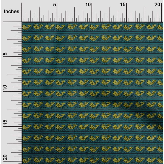 oneOone Cotton Silk Fabric Leaves & Fish Block Printed Craft Fabric BTY 42 Inch Wide