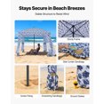 thumbnail image 3 of VEVOR Beach Cabana, 6 x 6 ft Beach Canopy with Side Wall, UPF 50+ Protection Easy Setup Cabana Tent with Sand Pockets, Large Outdoor Portable Shade, Sun Shelter Umbrella for Whole Family & Friends, 3 of 9