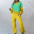 thumbnail image 2 of Posijego Survêtement pour Femmes 2 Pcs à Blocs de Couleur, Chandail à Col Rond, Chandails Molletonnés, Pantalons, Tenue de Détente, Ensemble de Sport, 2 of 7