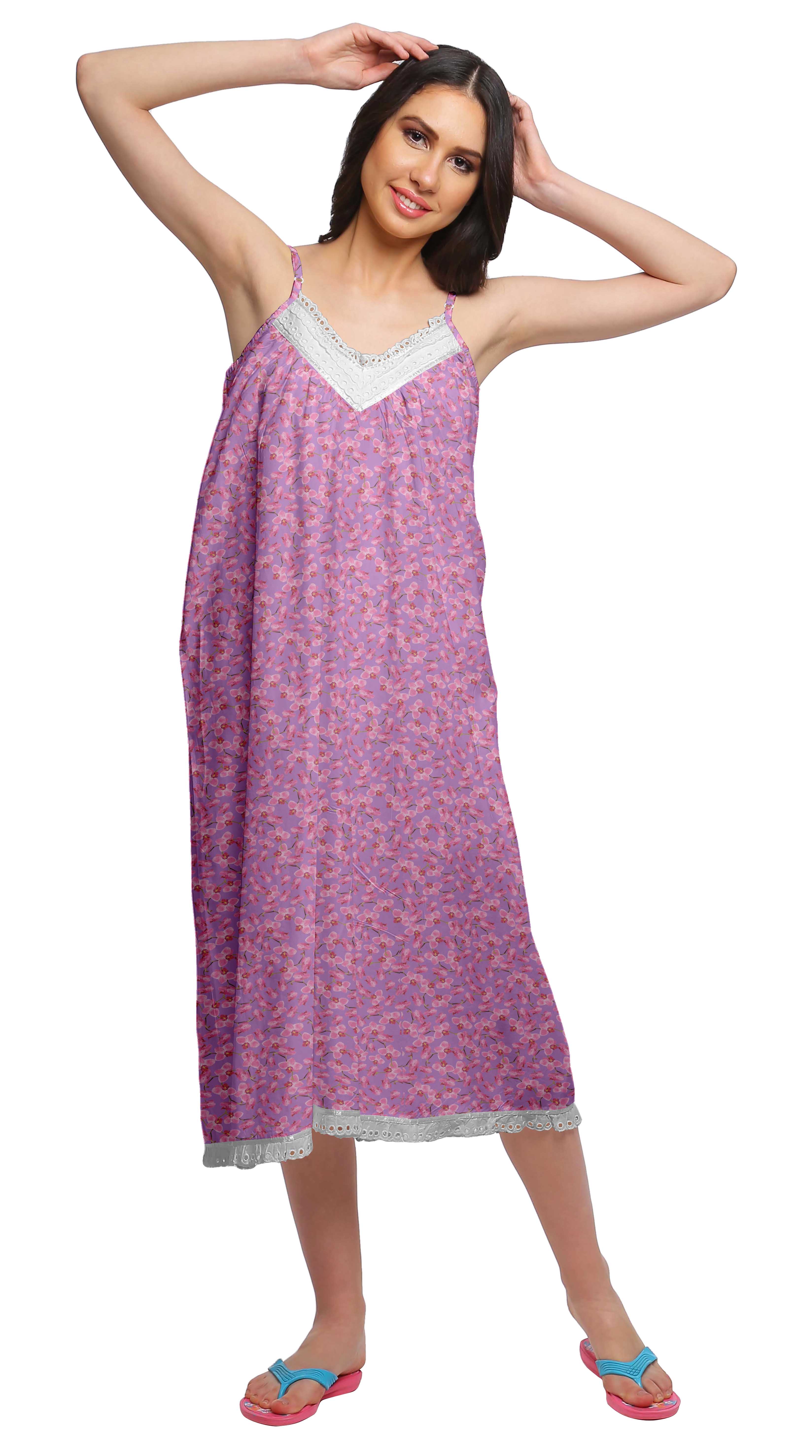Moomaya Nuisette à Bretelles Spaghetti Imprimée pour Femmes Longueur Genou Tenue de Nuit