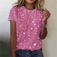 thumbnail image 2 of Plebaso T-Shirts de Mode pour Femmes à Imprimé Scintillant, Manches Courtes, T-Shirts Graphiques, Hauts Décontractés à Col Rond, 2 of 4