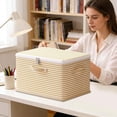 thumbnail image 3 of Aufmer Fabric Storage Box With Drawers, Lockable Closet Organizer Bins, Foldable Combination Storage Unit, Home Wardrobe Blanket Container, Toy Clothing Shelf Basket, 3 of 6