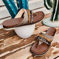 thumbnail image 5 of Penkiiy Women's Clip-Toe Flip Flops Studded Canvas Flat Sandals,Summer Fashion Buckle-Strap Back Zipper Orthopedic Open Toe Flops,Casual Fringe Boho Comfy Slip on Beach Slippers 39 Brown, 5 of 5