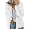 thumbnail image 1 of Womens Fuzzy Fleece Jackets 2023 Clearance Solid Zipper Sharpa Coat Fall Winter Warm Thick Hooded Jacket with Pockets, 1 of 6