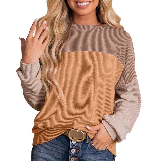 Bmisegm Chandail en Molleton Décontracté à Col Montant pour Femmes Manches Longues Zip Khaki S