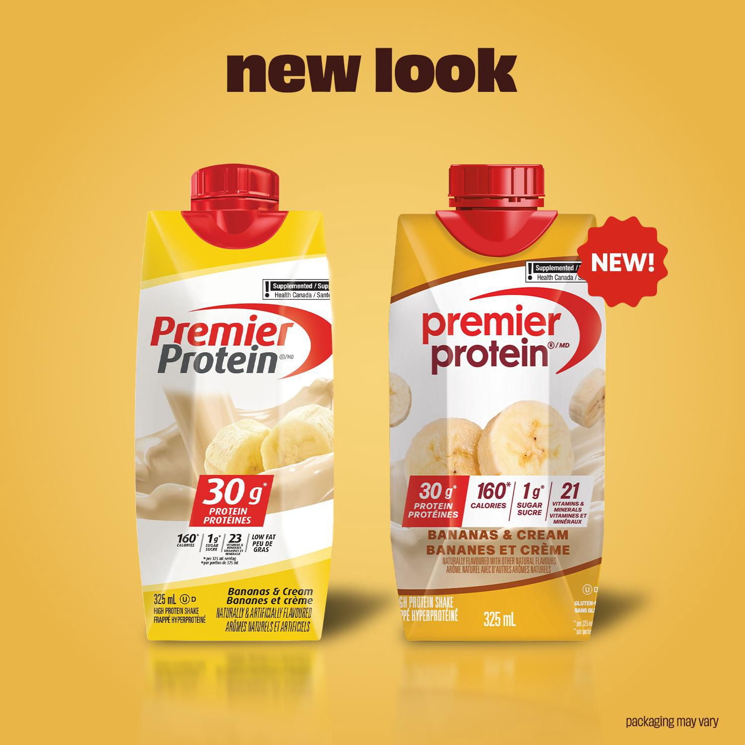 Premier Protein aux Bananes et à la Crème, Boisson Protéinée Prête à Boire, Lot de 4