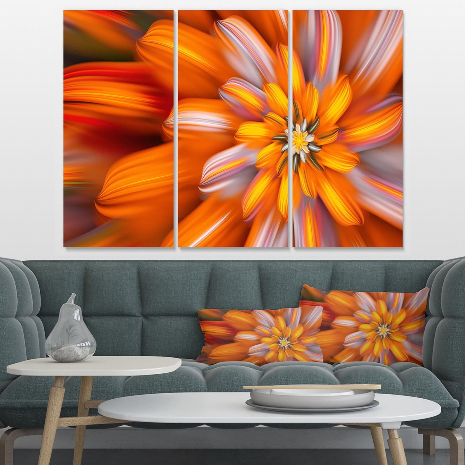 Designart Fleur fractale orange massive Art mural sur toile