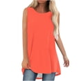 thumbnail image 1 of Timegard Débardeurs Longs pour Femmes Col Rond Sans Manches Couleur Unie Décontracté Ample Haut T-Shirts Basiques Blouse, 1 of 6
