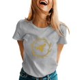 thumbnail image 1 of Cathalem Women's Short Sleeve V-Neck Shirts Short Sleeve Rib Knit Tee Top,Gray S, 1 of 5