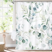 Dvkptbk shower curtain Green Floral Shower Curtain Modern Plants Botanical Fabric Cloth Shower Curtains for Elegant Bathroom Decor Watercolor Eucalypt with 12 Hooks