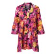 thumbnail image 4 of Dresses for Women Ladies Plus Size Loose Print Long Sleeve V Button Mini Maxi Dress Red M, 4 of 5