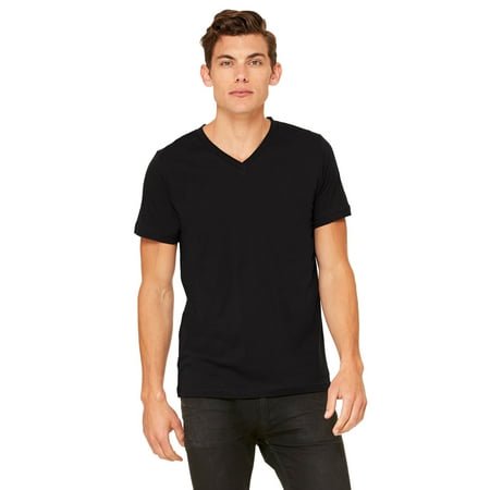 Bella Canvas Mens Jersey V-Neck Tee, L, Black