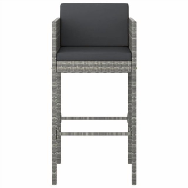 vidaXL 3 Piece Garden Bar Set with Cushions Poly Rattan Grey