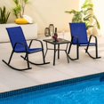 thumbnail image 4 of Costway Lot de 4 Chaises Berçantes de Patio, Berceuses en Métal Robustes pour l'Extérieur, Antidérapantes, Bleu Marine, 4 of 9