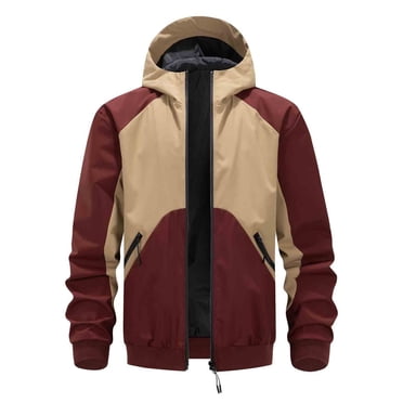 Ecqkame Manteaux Imperméables pour Hommes de Pluie Extérieur Respirants Coupe-Vent à Fermeture Éclair Manteaux Entièrement Scellés Expédition Golf à Capuche Vêtements d'Extérieur Bourgogne TTG