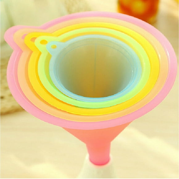 SUTENGDA Cooking Utensils 5 Pcs Colorful Funnel Small Medium Large Variety Liquid Oil Kitchen Set Candy Color Funn Multicolor