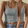 thumbnail image 2 of Timegard Camisoles 2 Pcs pour Femmes Col Rond Côtelé Sans Manches Ajusté Court Haut Décontracté Sortie Camis, 2 of 6