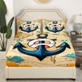 thumbnail image 3 of Erosebridal Vintage Anchor Sheet Set Twin, Retro Nautical World Map Bedding Sets Twin Size 3pcs, 3 of 7