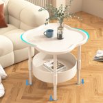 End Table,Small Side Table,2-Tier Nightstand with Storage Shelf,Sofa Bedside Table for Small Spaces in Living Room,Bedroom,Office,Easy Assembly