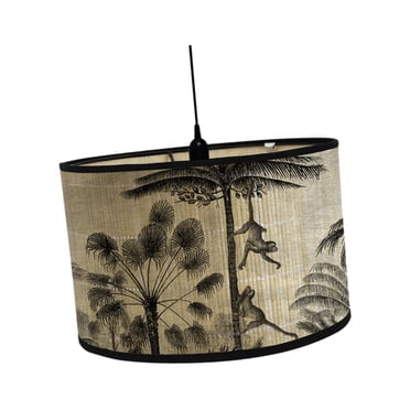 Drum Print Lamp Shade Replaceable Light Accessories Chandelier Lamp Cover Retro E27 Drum Shaped Lamp Shades Bamboo Lampshade for Table Lamp Style A