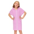 thumbnail image 4 of Hiiyo Toddler Girl's Swim Cover Up Short Sleeve Full-Zip Hooded Bathrobe Solid Beach Dress, 4 of 5