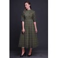 thumbnail image 4 of Bimba Check Printed Womens Roll Up Sleeves Dress Mandarin Collar Button Down Shirt-Medium, 4 of 5
