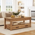 thumbnail image 2 of GUNAITO Table Basse à Plateau Relevable avec 2 Tiroirs, Table Basse Convertible en Bois Brun Pâle avec Rangement pour Salon, Table Centrale, 42 Pouces, 2 of 8