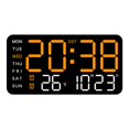 thumbnail image 1 of Grandes Horloges Murales Numériques Semaine Date Affichage de la Température Commande Vocale Tables LED Réveil 12/24 H Luminosité Réglable Horloge, 1 of 8