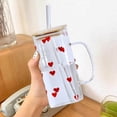 thumbnail image 4 of WIFKLSIIPG Heat Glass Cup with Straw 400ML Suitable for Cold Drinks Juice Milk Including Lid Glass Texture Suitable for Various Beverages, 4 of 5