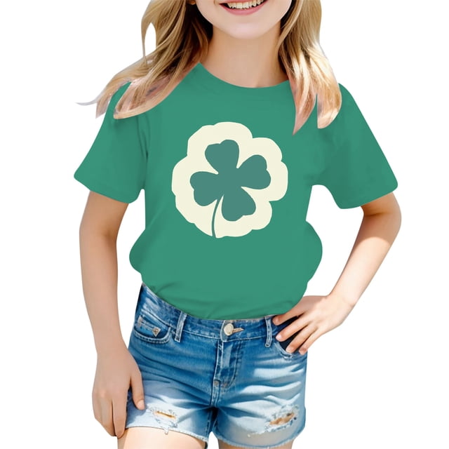 Hauts et Vestes pour Danse Imprimé Chat Col Rond Manches Courtes pour Filles