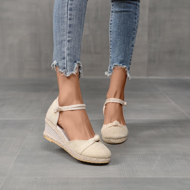 Weiqiqre Sandales à Enfiler pour Femmes Offres, Chaussures d'Été pour Dames à Plateforme à Talon Compensé à Bout Fermé Sandales Décontractées pour Femmes Rabais