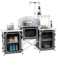 thumbnail image 1 of Outsunny Folding Camping Kitchen with Windshield Fabric Cupboards Grey, 1 of 10