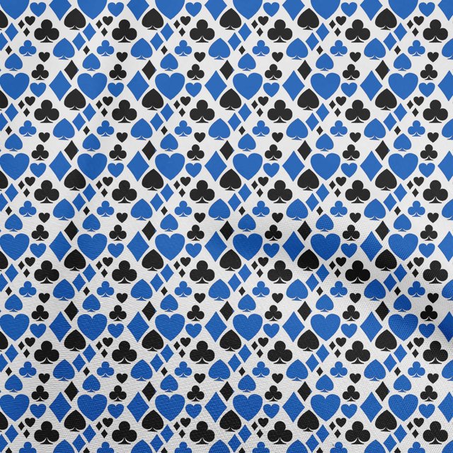 oneOone Polyester Spandex Medium Blue Fabric Poker Card Sewing Material Print Fabric By The Yard 56 Inch Wide