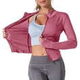 thumbnail image 4 of Tenues Rouges à Manches Longues pour Femmes Automne Hiver Col Ras du Cou Imprimé Soleil Tunique Ajustée Entraînement Gym Yoga Brunch Jogger Sortie Protection Solaire Veste Manteau Basique Femmes 2025 m, 4 of 5