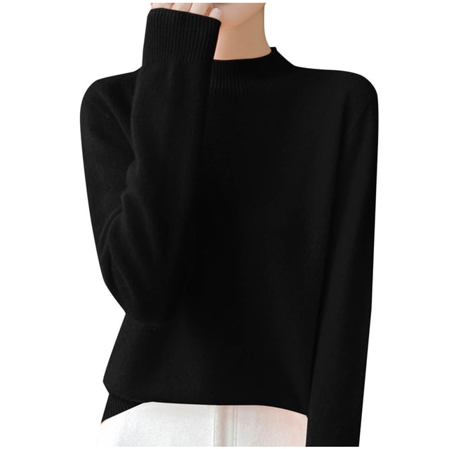 Cameland Pull Tricoté Mode Femme Décontracté Col Semi-Haut Couleur Unie Base Ample