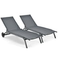 thumbnail image 4 of Costway Patio Lounge Chair Chaise Adjustable Back Recliner Garden W/Wheel Gray, 4 of 10