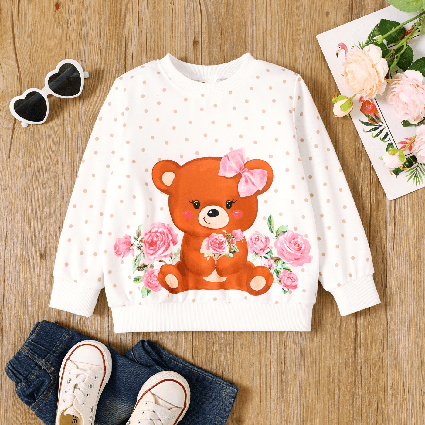 PatPat Toddler Girl Bear Style Childlike Sweatshirt