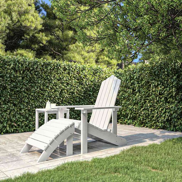 vidaXL Chaise Adirondack de Jardin avec Repose-Pieds HDPE Blanc