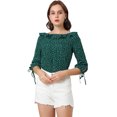 thumbnail image 1 of INSPIRE CHIC Blouse à Pois d'Été Transparente pour Femme à Col Volanté, Manches Mi-Longues, Hauts S Vert, 1 of 6