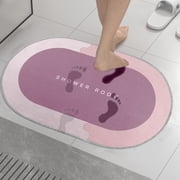 EDHITNR Super Absorbent Bath Rug Non Slip Silicone Backing Bathroom Floor Mat, Low Pile Polyester Shower Rug for Bathtub Washable Quick Dry Bath Mat for In Front of Shower Room, Pink