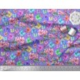 thumbnail image 2 of Soimoi Purple Rayon Fabric Leaves,Pink Flower & Butterfly Decor Fabric Printed BTY 42 Inch Wide, 2 of 3