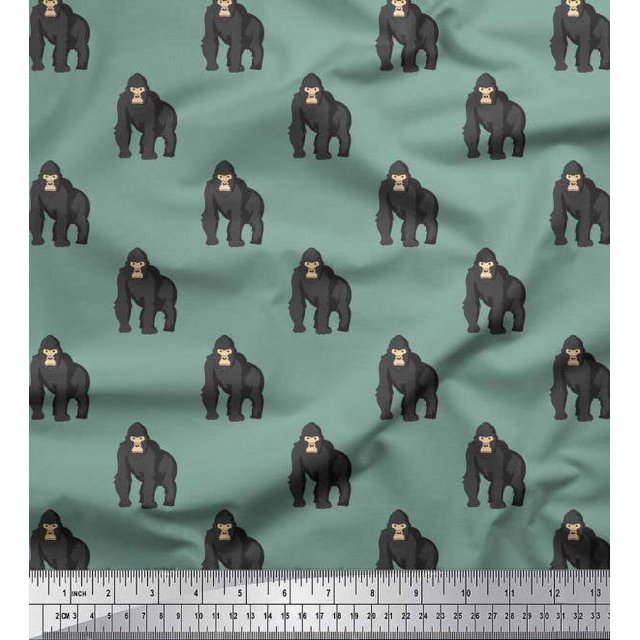Soimoi Poly Georgette Fabric Gorilla Animal Print Fabric by The Yard 42 Inch Wide