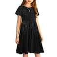 thumbnail image 4 of Rbaofujie Robe Patineuse à Manches Courtes pour Filles, Tournoyante, Extensible, Ligne A, Robe Décontractée Évasée pour Tout-Petits, 4 of 7