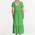 thumbnail image 4 of Weiqiqre Robes de Cocktail pour Femmes, Robe d'Été Décontractée à Manches Courtes et Col Ras du Cou pour Femmes, Robe Longue Fluide à Étages de Plage avec Poches, 4 of 5