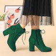 thumbnail image 2 of Unique Bargains Women's Round Toe Chunky High Heel Lace Up Booties, 2 of 5
